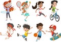 Cartoon kids playing various sports.
