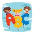 Cartoon Kids Posing With Alphabet Letter Royalty Free Stock Photo