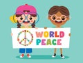 Cartoon Kids Posing With Peace Sign Royalty Free Stock Photo