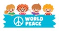 Cartoon Kids Posing With Peace Sign Royalty Free Stock Photo