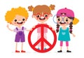 Cartoon Kids Posing With Peace Sign Royalty Free Stock Photo