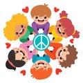 Cartoon Kids Posing With Peace Sign Royalty Free Stock Photo