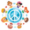 Cartoon Kids Posing With Peace Sign Royalty Free Stock Photo