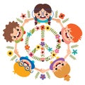 Cartoon Kids Posing With Peace Sign Royalty Free Stock Photo