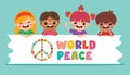 Cartoon Kids Posing With Peace Sign Royalty Free Stock Photo