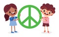 Cartoon Kids Posing With Peace Sign Royalty Free Stock Photo