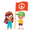 Cartoon Kids Posing With Peace Sign Royalty Free Stock Photo