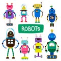 Cartoon kids robots of set vector illustration