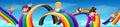 Cartoon kids sliding down the rainbow Royalty Free Stock Photo