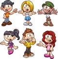 Cartoon kids talking and asking questions