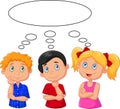 Cartoon kids thinking with white bubble Royalty Free Stock Photo