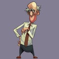 Cartoon kind grandfather with glasses dressed in shirt and tie