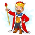 Cartoon king holding a golden scepter Royalty Free Stock Photo