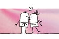Cartoon kissing couple in love