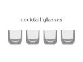 Cartoon kitchen glasses colection. Wine glasses, flutes glasses, cocktail glasses. Drink utensils glassful icons objects elements