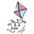 Cartoon kite flying. Illustration of a toy for a child. Logo.