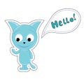 Cartoon kitten says Hello
