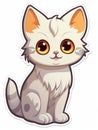 Funny Kitten sticker in cartoon style , AI