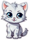 Funny Kitten sticker in cartoon style , AI