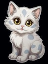 Funny Kitten sticker in cartoon style , AI