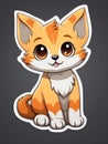 Funny Kitten sticker in cartoon style , AI