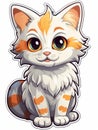 Funny Kitten sticker in cartoon style , AI