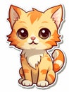 Kitten sticker in cartoon style , AI