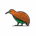Cartoon Kiwi Bird: Minimalistic Design With David Brown Milne Style