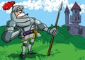 Cartoon knight in armour with a spear