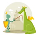 Cartoon knight with a dragon Royalty Free Stock Photo