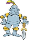 Cartoon knight leaning on a sword.