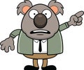 Cartoon Koala Bear Scared Pointing