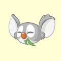 Cartoon koala head icon. Vector illustration of cute koala face with leaf of eucalyptus tree. Royalty Free Stock Photo