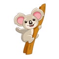 Cartoon koala sitting on a tree