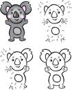 Cartoon koala. Vector illustration. Coloring and dot to dot game