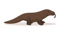 Cartoon komodo dragon with outline. Flat vector illustration, isolated on white background. Royalty Free Stock Photo