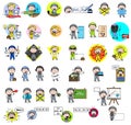 Cartoon Labor Repairman Character - Set of Concepts Vector illustrations