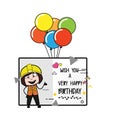 Cartoon Lady Engineer Happy Birthday Wishes