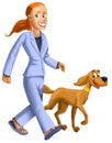 Cartoon of Lady walking Dog