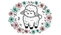 A cartoon lamb is centered in the image, featuring fluffy wool and close Royalty Free Stock Photo