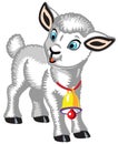 Cartoon lamb with a golden bell on neck Royalty Free Stock Photo