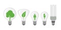 Cartoon lamp light bulb design flat vector illustration electric green tree solution concept. Royalty Free Stock Photo