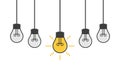 Cartoon lamps. Bulb light icon - idea sign, solution. Electricity, shine. Light bulb line icon vector Royalty Free Stock Photo