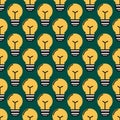Cartoon lamps light bulb seamless pattern background vector illustration electric brainstorm solution energy