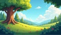 Cartoon Style The Tree Land Royalty Free Stock Photo