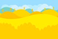 Cartoon Landscape of Yellow Desert and Trees for