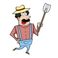 Cartoon landscaper with spade