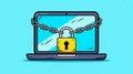 Cartoon laptop secured with chain and padlock, cybersecurity concept illustration Royalty Free Stock Photo