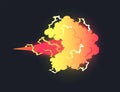 Cartoon laser gun beam. Alien combat weapon rays. Futuristic shot effect. Destructive plasma flow. Bomb blaster attack