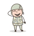 Cartoon Laughing Expression of Funny Army Man Vector Illustration Royalty Free Stock Photo